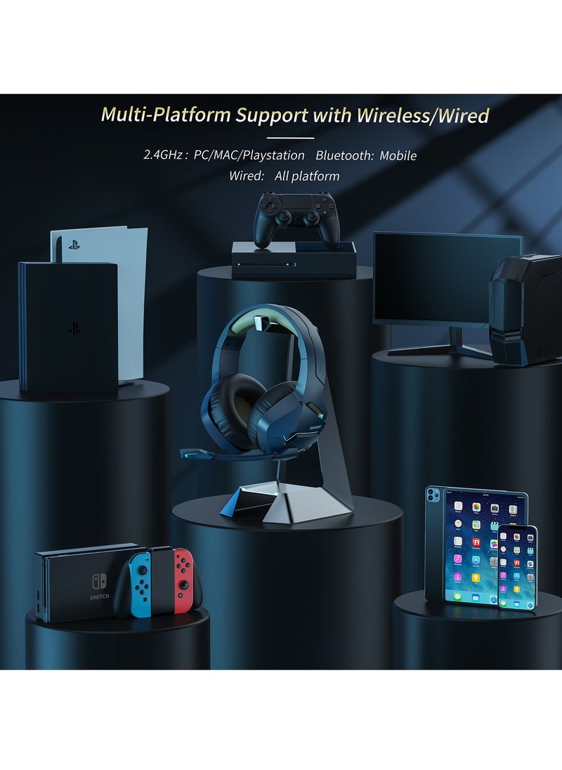 BINNUNE - Wireless Gaming Headset with Noise Cancelling Microphone for PC PS4 PS5, 2.4G Headset with Mic for Laptop Computer - Image 1