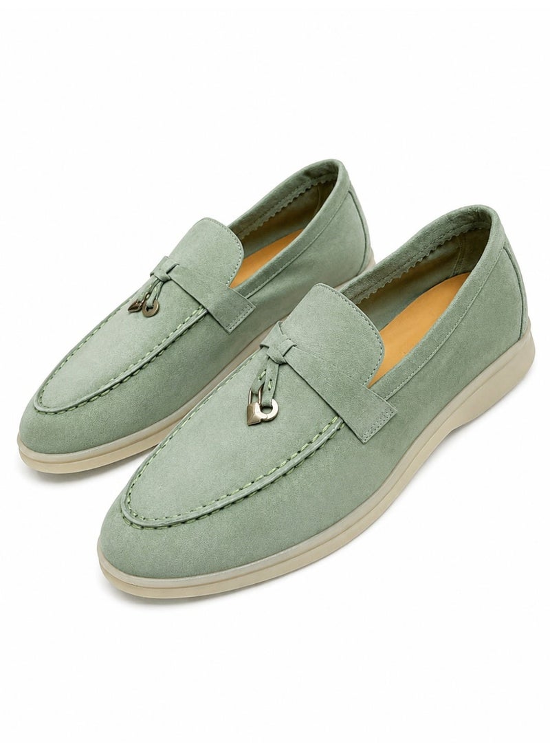 Suede Loafers Men Fashion Design Flats Summer Walk Loafers Genuine Leather Slip On Round Toe Soft Flats Casual Shoes Size 46 - Image 1