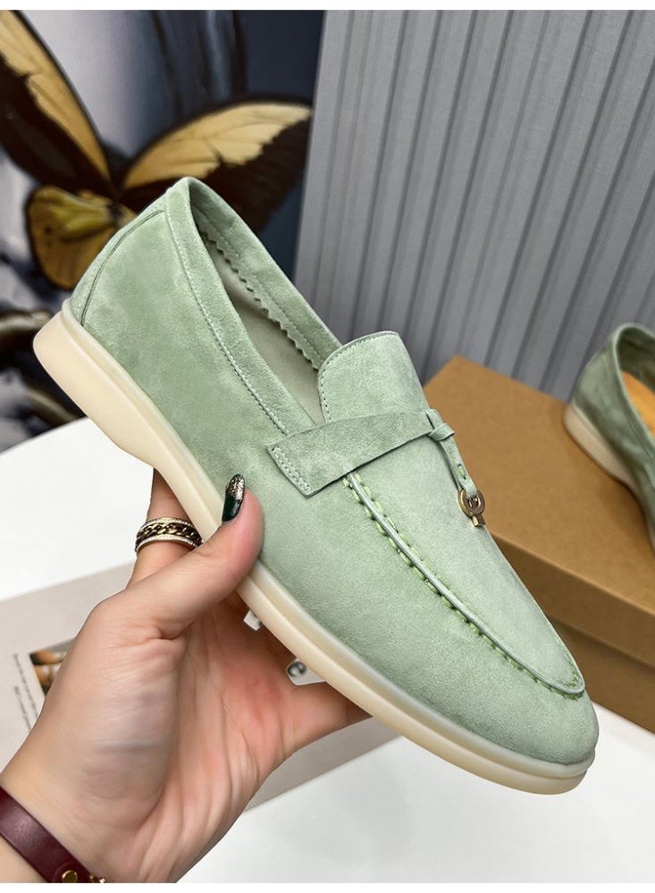 Suede Loafers Men Fashion Design Flats Summer Walk Loafers Genuine Leather Slip On Round Toe Soft Flats Casual Shoes Size 46 - Image 2