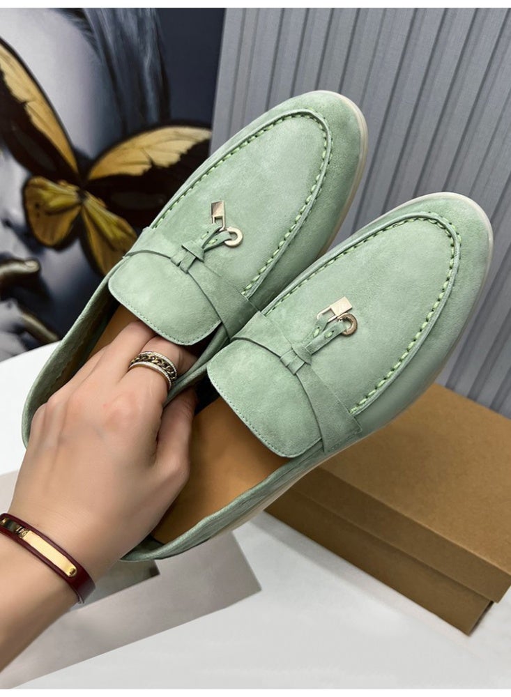 Suede Loafers Men Fashion Design Flats Summer Walk Loafers Genuine Leather Slip On Round Toe Soft Flats Casual Shoes Size 46 - Image 4