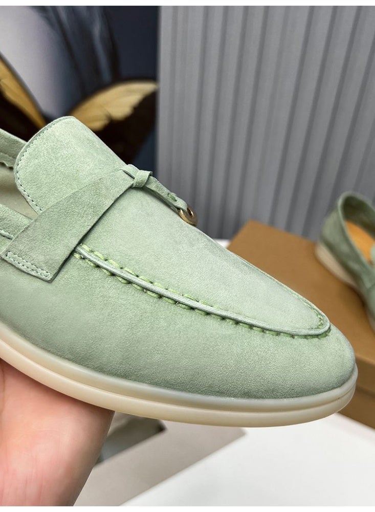 Suede Loafers Men Fashion Design Flats Summer Walk Loafers Genuine Leather Slip On Round Toe Soft Flats Casual Shoes Size 46 - Image 3