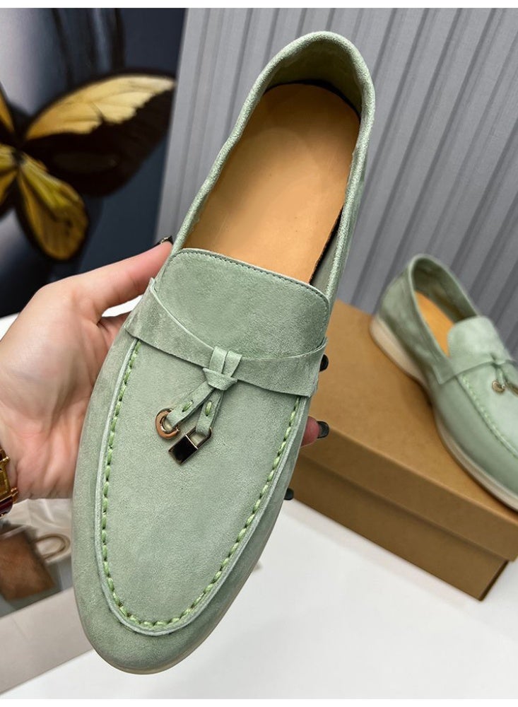 Suede Loafers Men Fashion Design Flats Summer Walk Loafers Genuine Leather Slip On Round Toe Soft Flats Casual Shoes Size 46 - Image 5