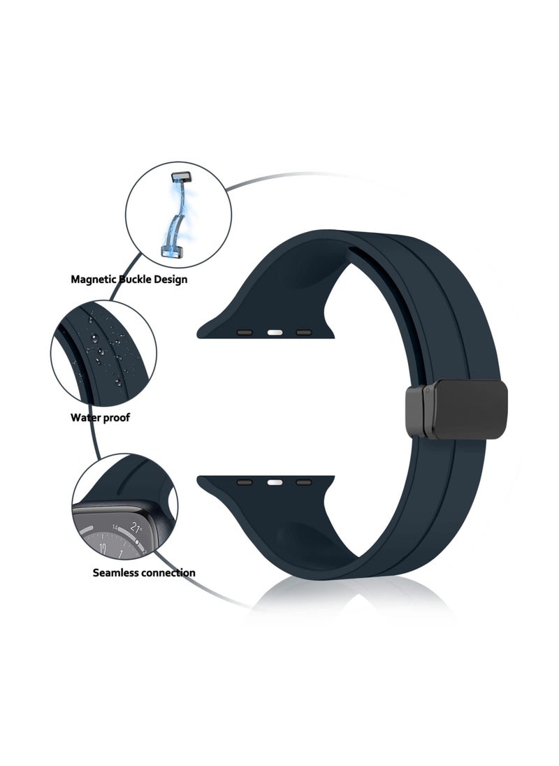 Anmi - 2 Pack Silicone replacement Magnetic Buckle Band for apple watch Band 42mm/44mm/45mm/49mm, Waterproof Silicone Sport Band for iWatch Series 8,Ultra,7,SE,6,5,4,3,2,1 - Image 1