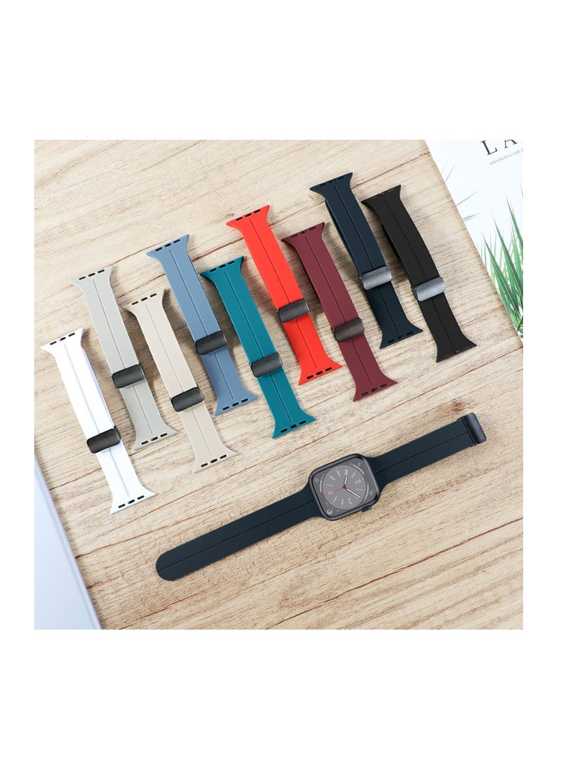 Anmi - 2 Pack Silicone replacement Magnetic Buckle Band for apple watch Band 42mm/44mm/45mm/49mm, Waterproof Silicone Sport Band for iWatch Series 8,Ultra,7,SE,6,5,4,3,2,1 - Image 1
