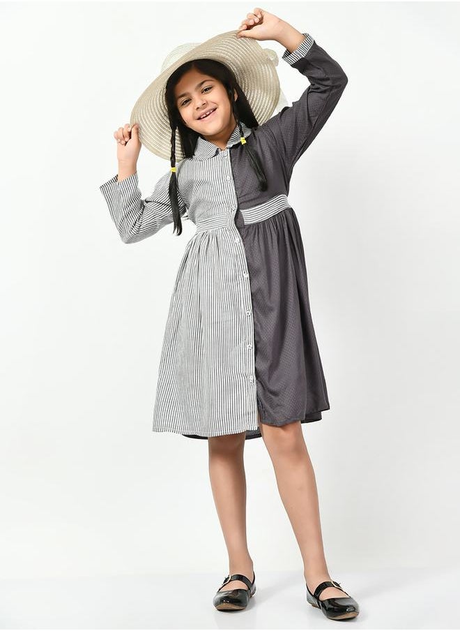 BELLA MODA - Cotton Striped Colorblock Shirt Dress by Styli - Image 1