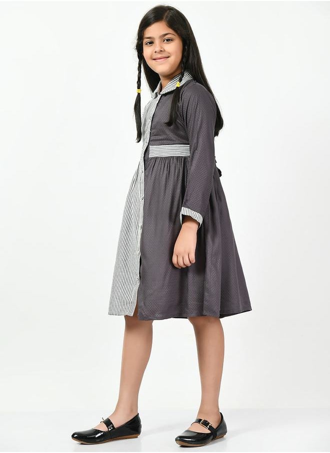 BELLA MODA - Cotton Striped Colorblock Shirt Dress by Styli - Image 1