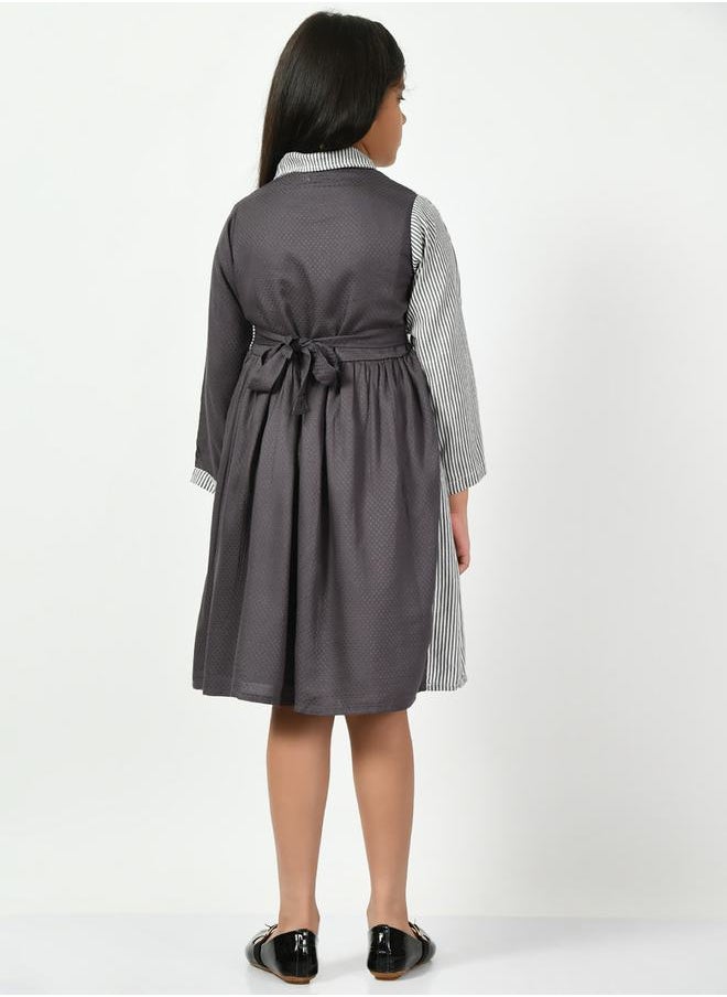 BELLA MODA - Cotton Striped Colorblock Shirt Dress by Styli - Image 1