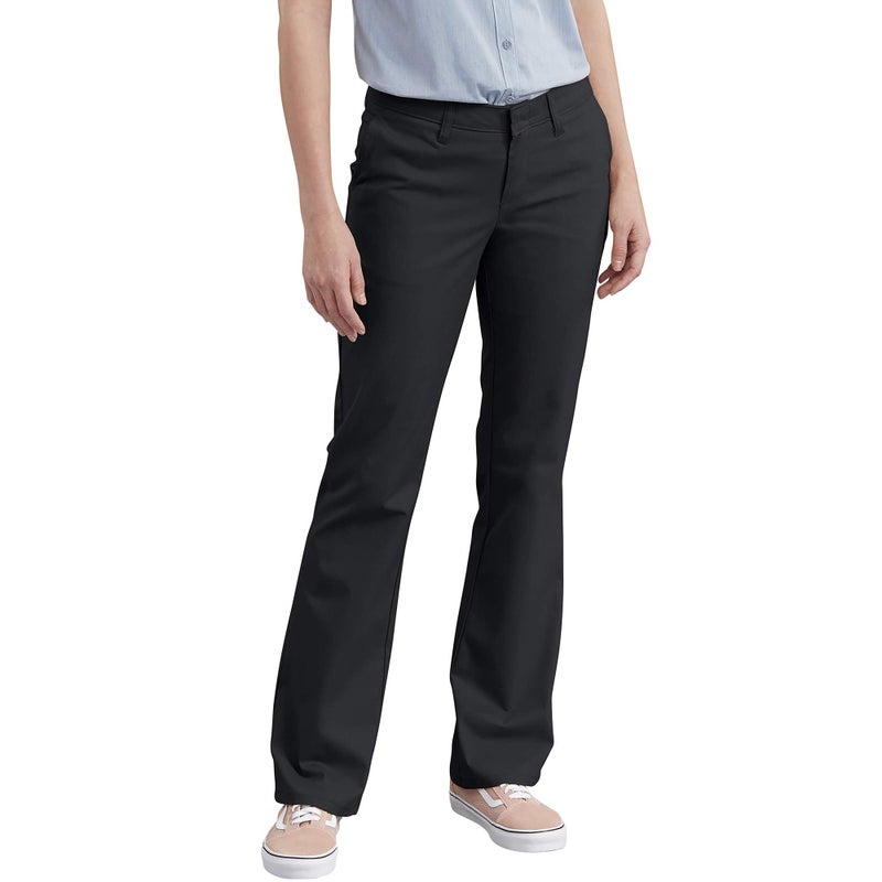 Dickies Women's Flat Front Stretch Twill Pant, Black, 2 Regular - Image 1