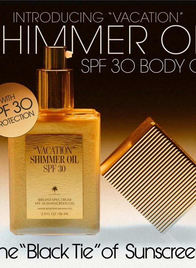 VACATION "VACATION" Shimmer Oil SPF 30 by Vacation, Shimmering Body Sunscreen, Water-Resistant, Enhances All Skin Tones, Dermatologist-Tested, Vegan, Travel Size, 2.9 Fl. Oz. - Image 2