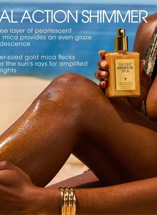 VACATION "VACATION" Shimmer Oil SPF 30 by Vacation, Shimmering Body Sunscreen, Water-Resistant, Enhances All Skin Tones, Dermatologist-Tested, Vegan, Travel Size, 2.9 Fl. Oz. - Image 5