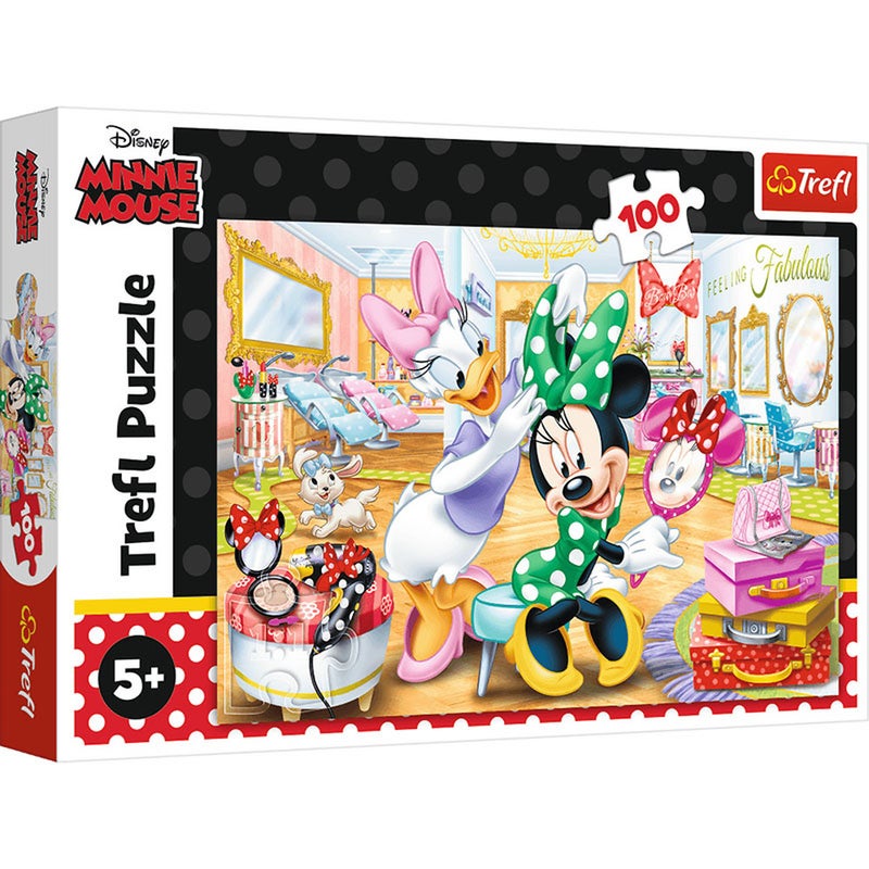 Trefl - Minnie at the Beauty Salon Puzzle 100 Pieces - 16387 - Image 1