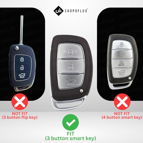 SHOPOFLUX Key Cover for Hyundai Grand i10 NIOS Asta | Venue | i20 | Aura | Exter | Creta | Elantra 3 Button Smart Key Only (Metal Brown Silicone) - Image 2
