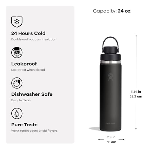 Hydro Flask Water Bottle - Insulated Stainless Steel - Wide Mouth Flex Chug Lid, Non Spill, Leakproof in 24 Oz Harbor Blue - Image 3