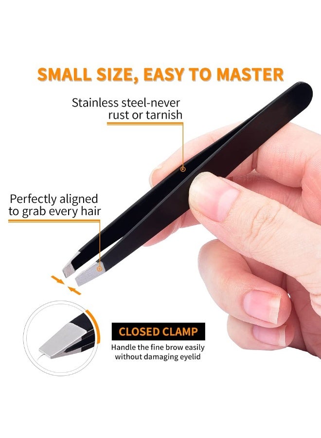 Eyebrow Tweezers Set and Curved Scissor, Professional Stainless Steel Tweezers for Women and Men, Splinter and Ingrown Hair Removal - Image 3