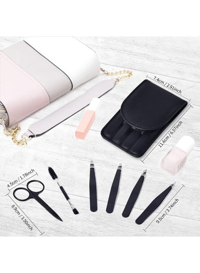 Eyebrow Tweezers Set and Curved Scissor, Professional Stainless Steel Tweezers for Women and Men, Splinter and Ingrown Hair Removal - Image 5