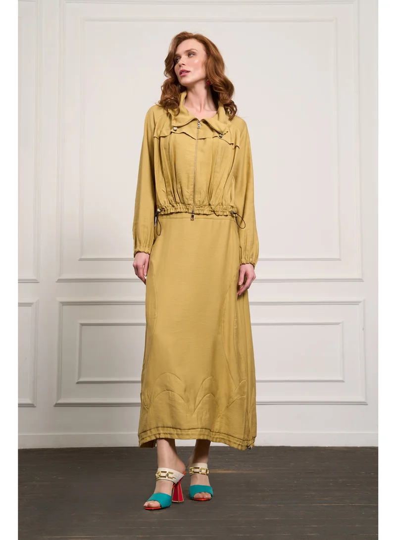 MissWhence  Relaxed Zip Jacket & Maxi Skirt Set - Yellow for Women | Best Price UAE