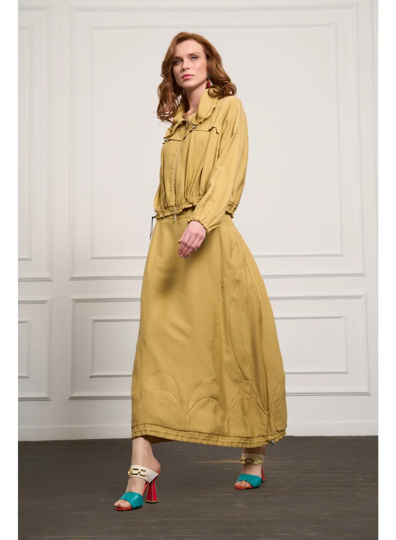 MissWhence  Relaxed Zip Jacket & Maxi Skirt Set - Yellow for Women | Best Price UAE