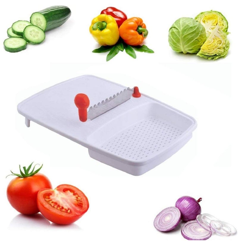 Luxafare 2 in 1 Cut and Wash Plastic Stainless Steel Cutting Blades Vegetable Fruit Chopping Boards - Image 1