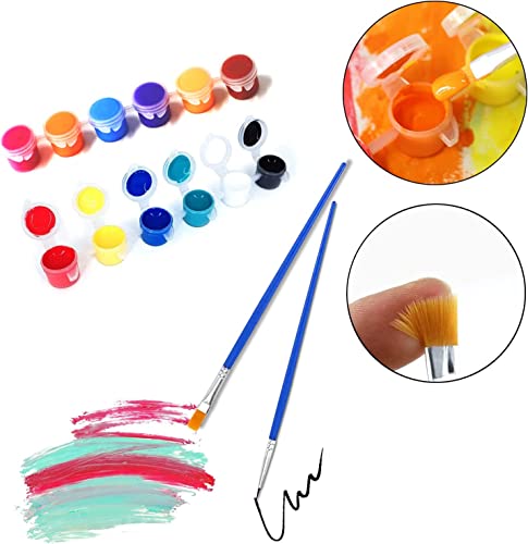 Aulufft 180 Pcs Mini Acrylic Paint Set,15 Pack Acrylic Paint Strips with 30 pcs Paint Brushes and 15 pcs Palettes,12 Colors Kids Paint Set Container Strips Storage for Painting Artistic Crafts - Image 4