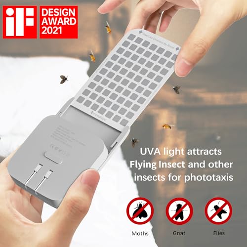 Mosalogic Fly Insect Trap Plug-in Mosquito Killer Indoor Gnat Moth Catcher Fly Tapper with Night Light UV Attractant Catcher for Home Office Grey-1Pack - Image 2