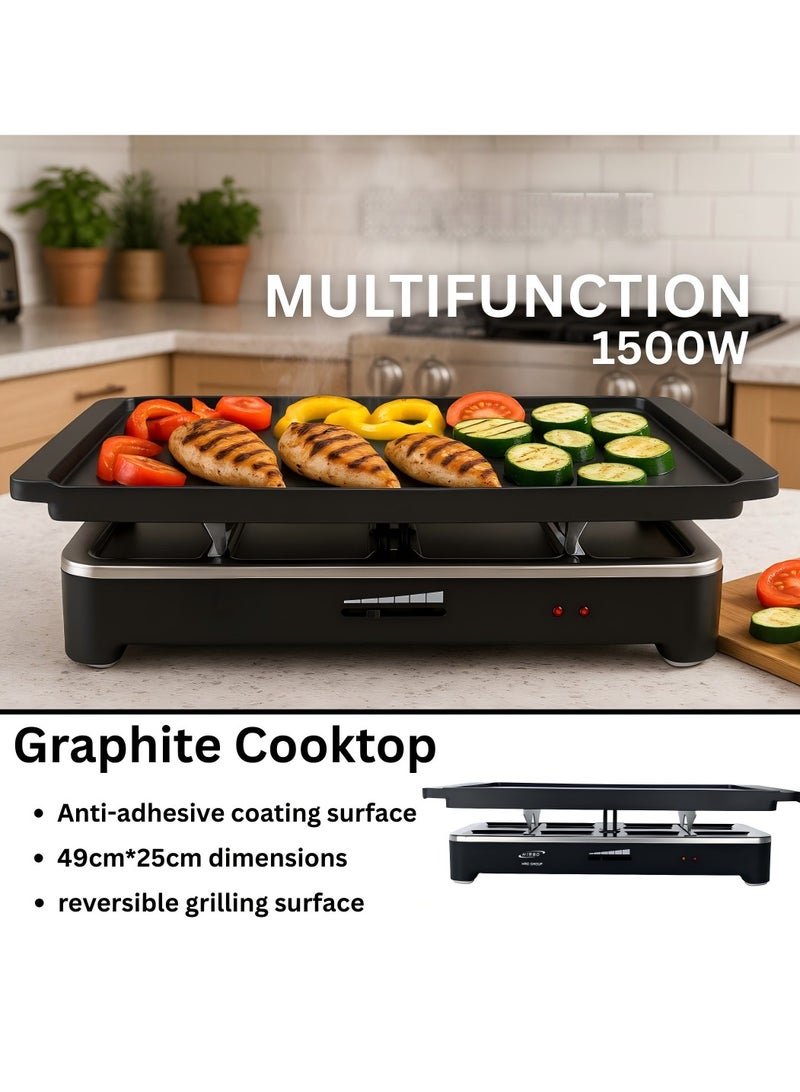 Electric Grill，Non-Stick Griddle & 8 Mini Pans，Multifunction Tabletop BBQ，Variable Temperature Control, 1500 W,for Family Gatherings and Parties - Image 1