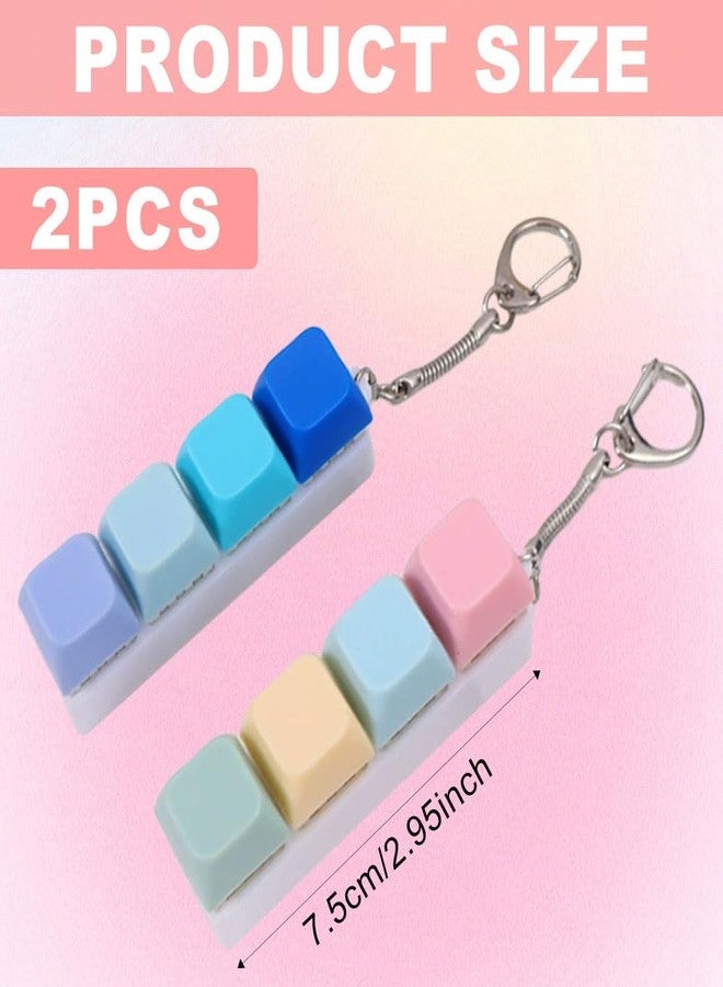 PLUSHCEWT Pack of 2 Keyboard Fidget Toy Stress Relief Clicker Keyring with 4 Linear Buttons Anti-Stress Toy for Adults Children Black White Design (Macaron2) - Image 2