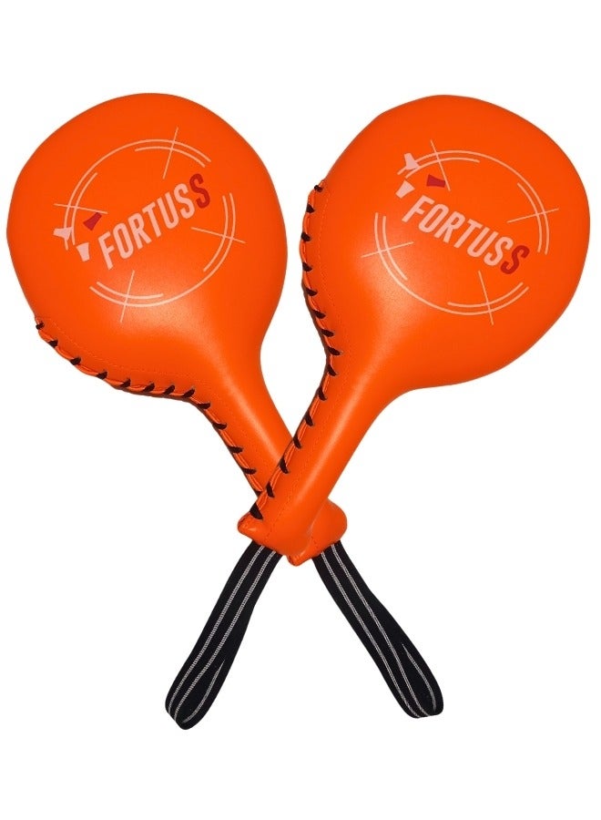 فورتس مضرب FORTUSS Taekwondo Kick & Punching Pads (زوج) لمعدات تدريب الكاراتيه والملاكمة MMA - التركيز على مجاديف الفنون القتالية - قطعتان من وسادات الكيك بوكسينغ - برتقالي - Image 1