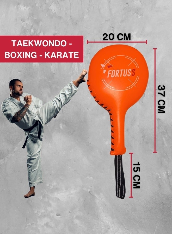 فورتس مضرب FORTUSS Taekwondo Kick & Punching Pads (زوج) لمعدات تدريب الكاراتيه والملاكمة MMA - التركيز على مجاديف الفنون القتالية - قطعتان من وسادات الكيك بوكسينغ - برتقالي - Image 2
