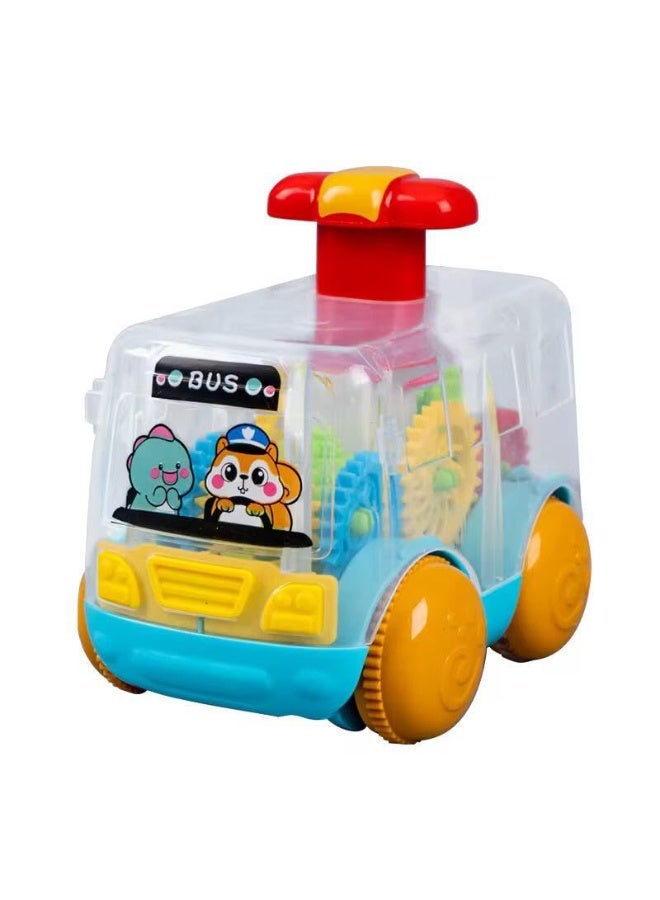 vGRASSP Mechanical Gear Bus Toy with Transparent Moving Gears – Colorful Educational Vehicle for Motor Skills and Visual Learning – Interactive Push Toy - Image 1