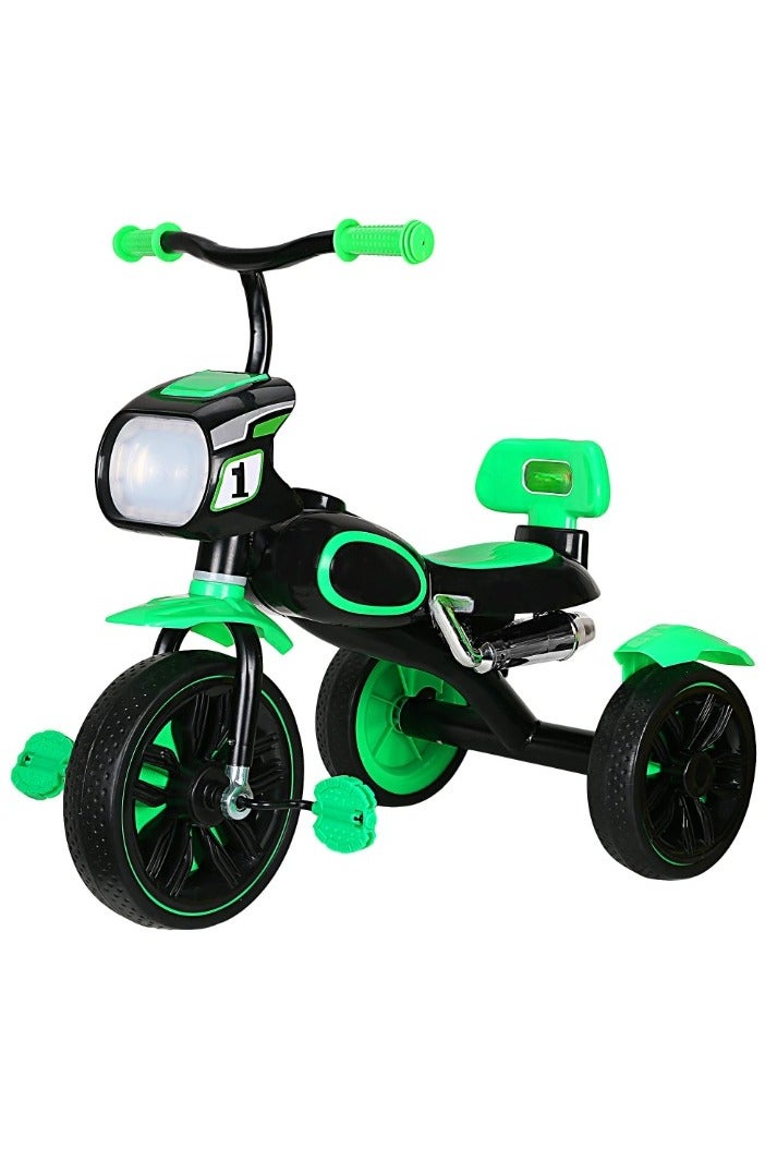 دراجة ثلاثية العجلات أنيقة للأطفال مزودة بمصابيح أمامية LED ومسند ظهر - رحلة متينة وممتعة للأطفال الصغار - Image 2