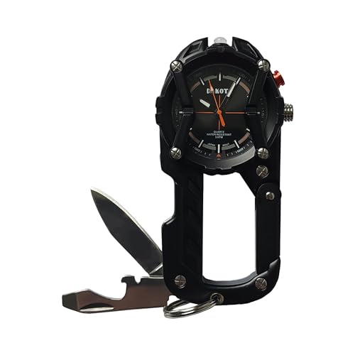 Dakota Multitool Clip Watch for Men – Black | 100ft Water Resistant Clip-On Watch with LED Light, Bottle Opener, Screwdriver & Carabiner – Outdoor Work, Camping, Hiking Tool - Image 1