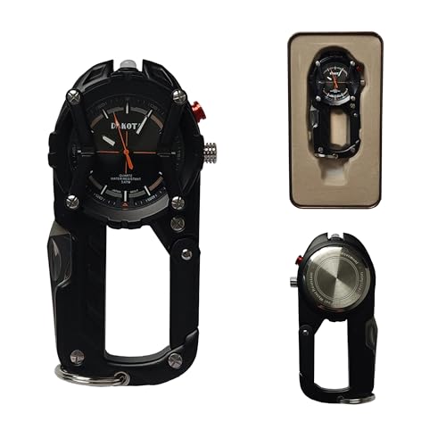 Dakota Multitool Clip Watch for Men – Black | 100ft Water Resistant Clip-On Watch with LED Light, Bottle Opener, Screwdriver & Carabiner – Outdoor Work, Camping, Hiking Tool - Image 3