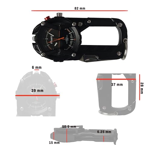 Dakota Multitool Clip Watch for Men – Black | 100ft Water Resistant Clip-On Watch with LED Light, Bottle Opener, Screwdriver & Carabiner – Outdoor Work, Camping, Hiking Tool - Image 5