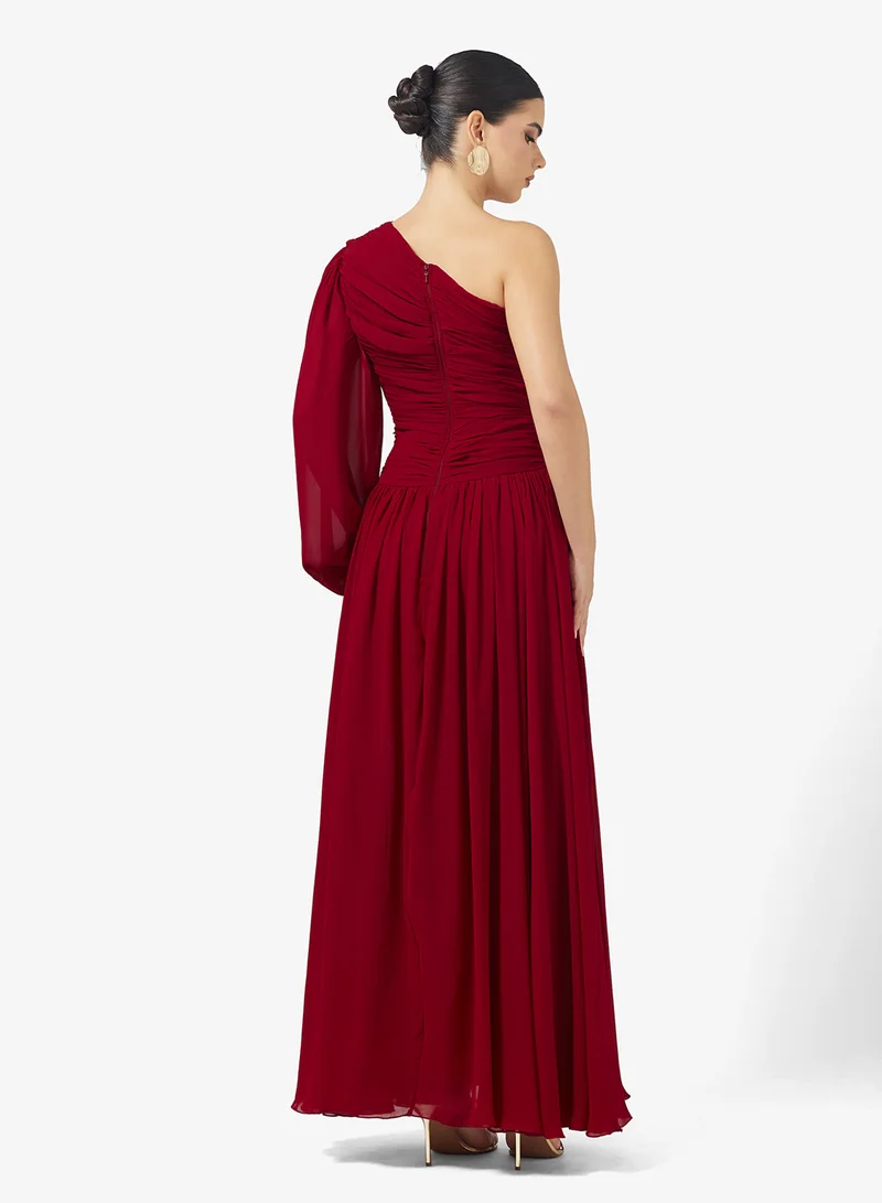Namshi x One Shoulder Draped Dropwaist Dress