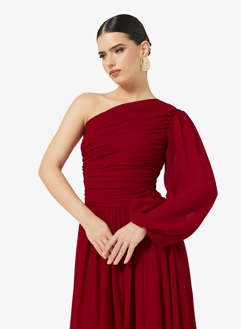 Namshi x One Shoulder Draped Dropwaist Dress