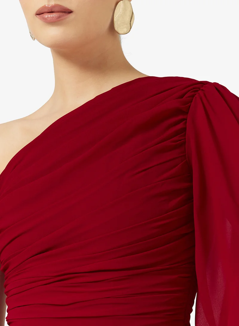 Namshi x One Shoulder Draped Dropwaist Dress