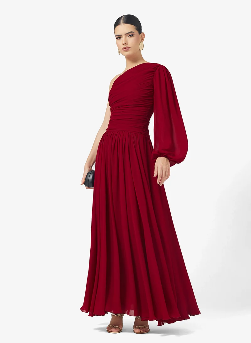 Namshi x One Shoulder Draped Dropwaist Dress