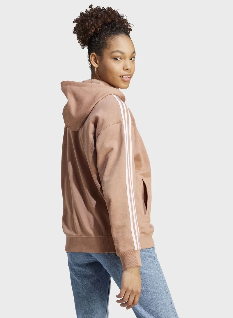 Adidas Essentials 3-Stripes French Terry Oversized Full-Zip Hoodie