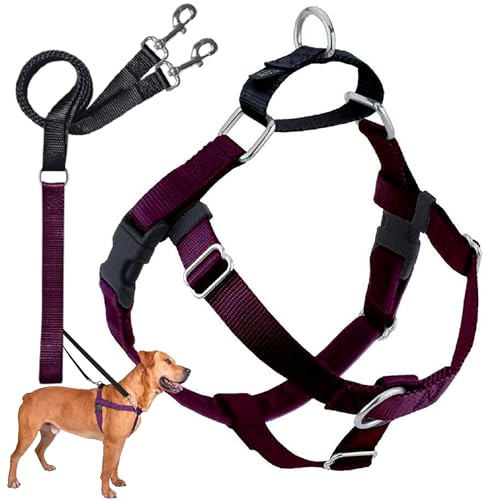 2 Hounds Design Freedom No Pull Dog Harness Adjustable Harness and Leash Set Easy Walking Comfortable Control Fits Small Medium Large Dogs Solid Colors Made in USA 1 LG Burgundy