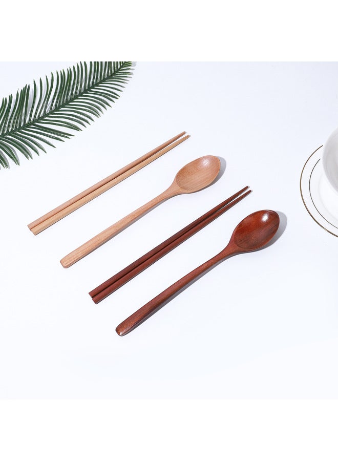 Wooden Chopsticks Spoon Two-piece Korean Portable Tableware Suit Student Children Office Worker Outdoor Travel Tableware-Specifications:1-Lotus Wooden Chopsticks  - Image 4