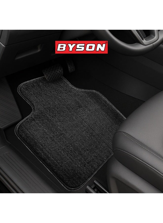 BYSON Universal SUV Car Floor Mats 3-Piece Set - Durable Waterproof Non Slip Auto Mats for Front and Rear - Thick Heavy-Duty All Weather Protection - Easy to Clean Interior Accessories (Black) - Image 3