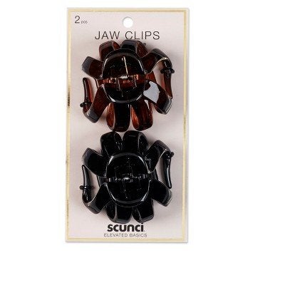 Scunci 7cm No Slip Jaw Clips  2pk Black