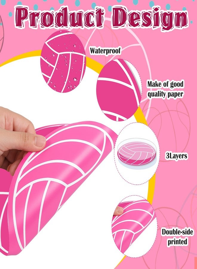 Weekgrat 36 Pcs Volleyball Decoration for Party Bump Spike Volleyball Silhouette Poster Board Decoration Paper Cutting DIY Baby Shower Birthday Large Party Essentials(7.75 Inch,Delicate,Rose Powder) - Image 3