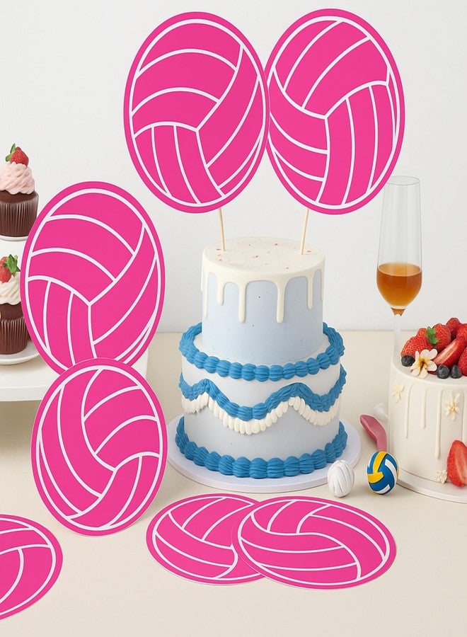 Weekgrat 36 Pcs Volleyball Decoration for Party Bump Spike Volleyball Silhouette Poster Board Decoration Paper Cutting DIY Baby Shower Birthday Large Party Essentials(7.75 Inch,Delicate,Rose Powder) - Image 4