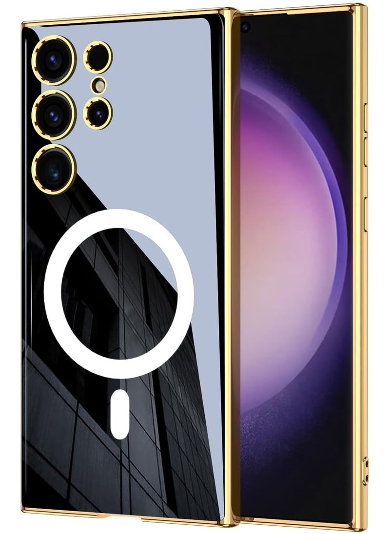 VKL Magnetic Case for Samsung S24 Ultra Case Cover, Compatible with Mag-Safe, Camera Lens Protector Shockproof Electroplated Silicone Cover for Galaxy S24 Ultra 