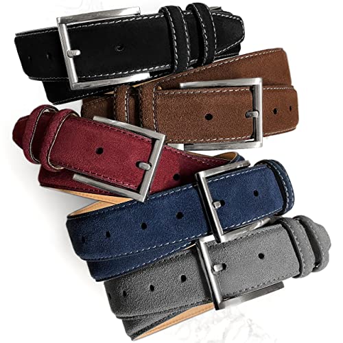 Belts.com 19000 Men's Suede Belt Genuine Leather Casual Dress Belt 1-3/8"(35mm) Wide (Gray, 32) - Image 2