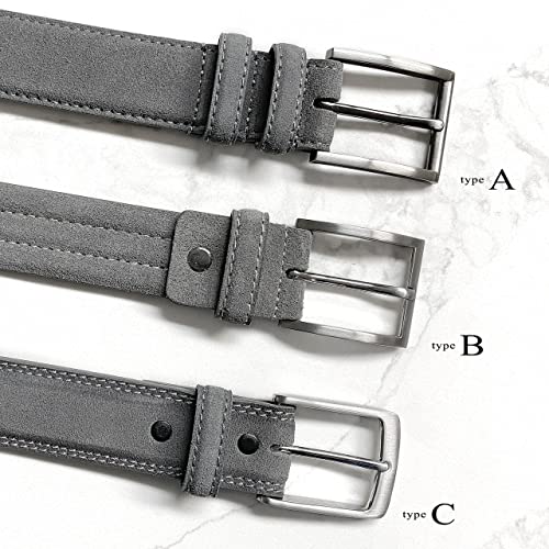 Belts.com 19000 Men's Suede Belt Genuine Leather Casual Dress Belt 1-3/8"(35mm) Wide (Gray, 32) - Image 5