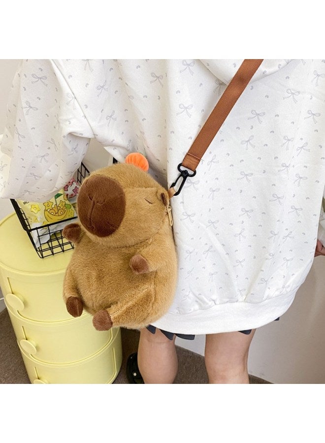 Kapibala Plush Bag Backpack Children's Capybara Bag Cute Animal Doll Backpack Cartoon Doll-Color:small Size Brown-Height:small Size 25cm - Image 1