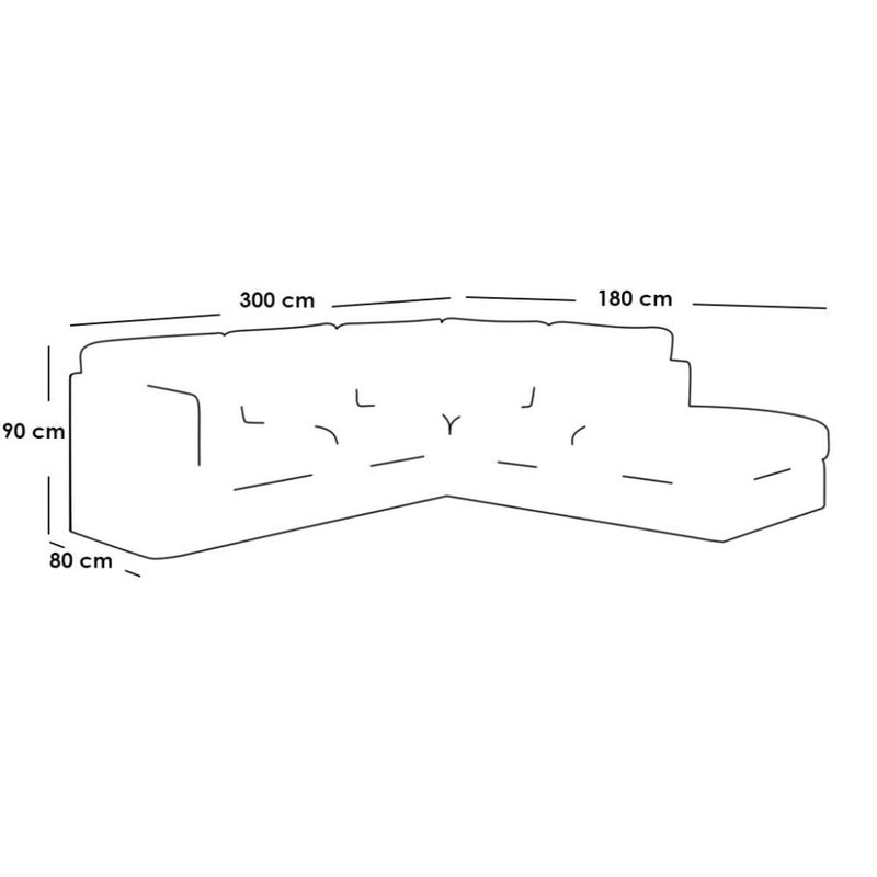 Betak Corner sofa 180x300x80x90 cm - Beige - Image 2