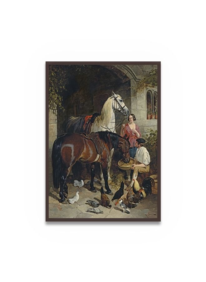 ماركتنا لوحة جدارية قماشية فنية لتزيين الحائط بتصميم حيوان  مع برواز بني مجوف مقاس (120x80) قطعة واحدة - Image 2